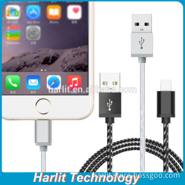 Nylon Fabric Braided USB Data Cable Metal Plated 2.4 A Fast Charge Black Color 1 Meter